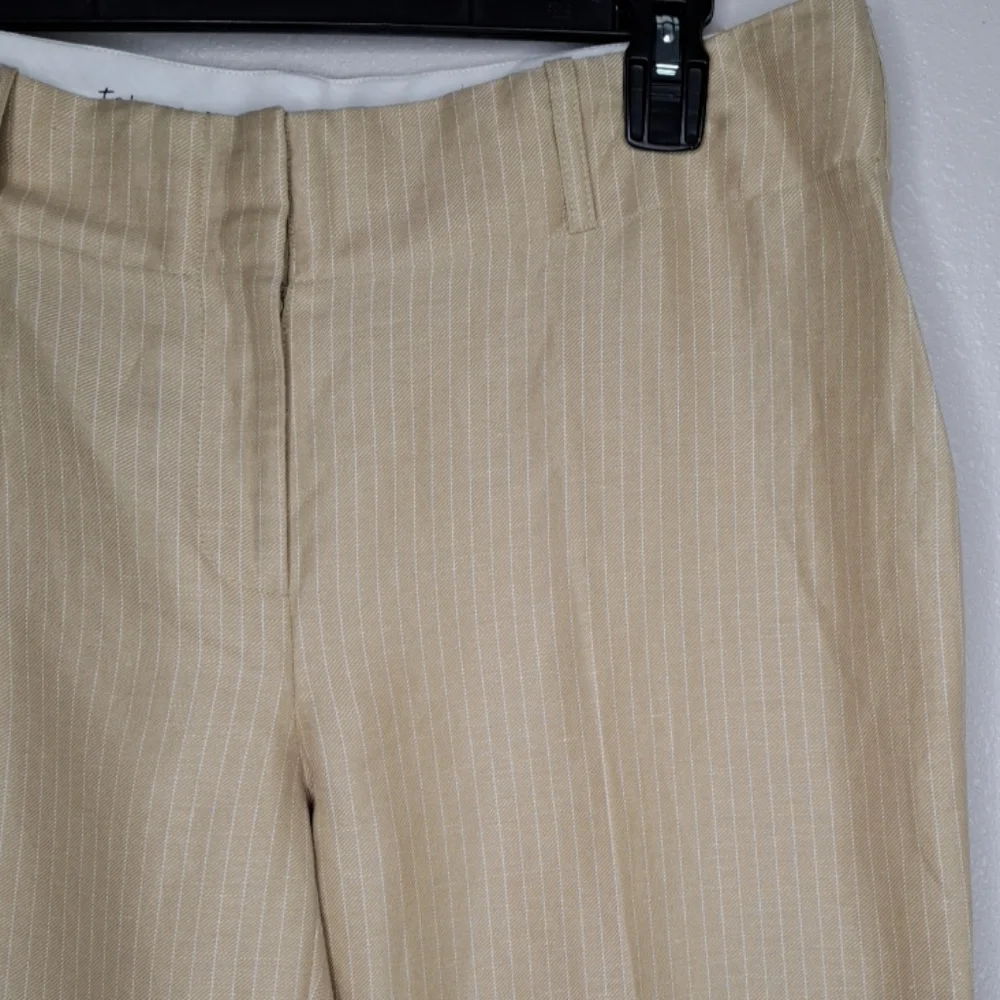 Women’s Tape Measure Beige Striped Linen Blend Career Style Pants Size 10 - Picture 4 of 16